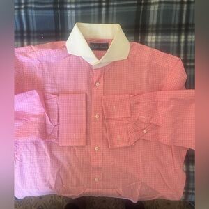 Ralph Lauren Purple Label Keaton Checkered White on Pink  Dress Shirt Size 15.5